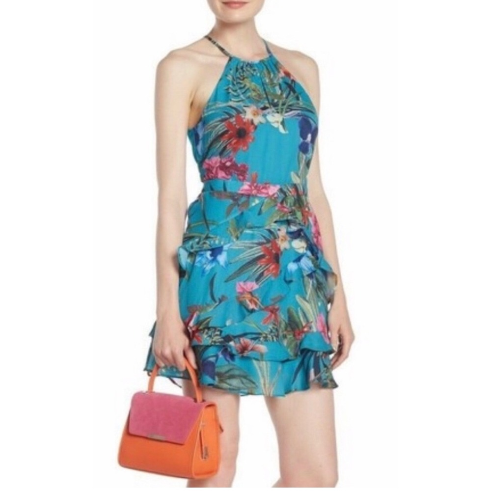 Womens Parker Azule Sardinia Ruffle Mini Dress size Large New With‎ Tags